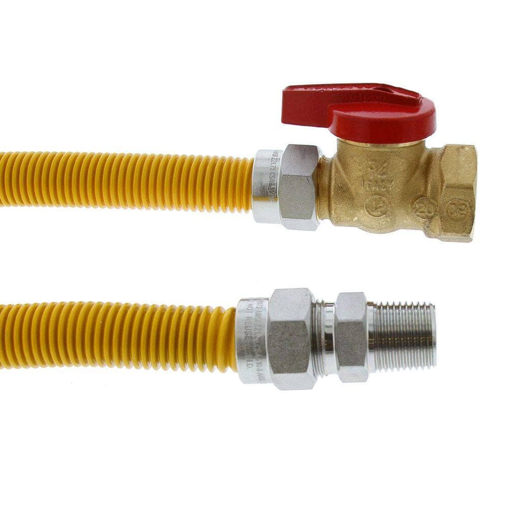 JONES STEPHENS 60 in. Yellow Stainless Steel Gas Connector (1/2 in. FIP x 1/2 in. MIP) (2)