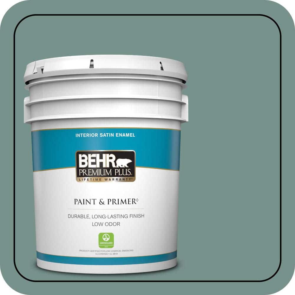 BEHR PREMIUM PLUS 5 gal. #S430-5 Longmeadow Satin Enamel Low Odor Interior Paint & Primer