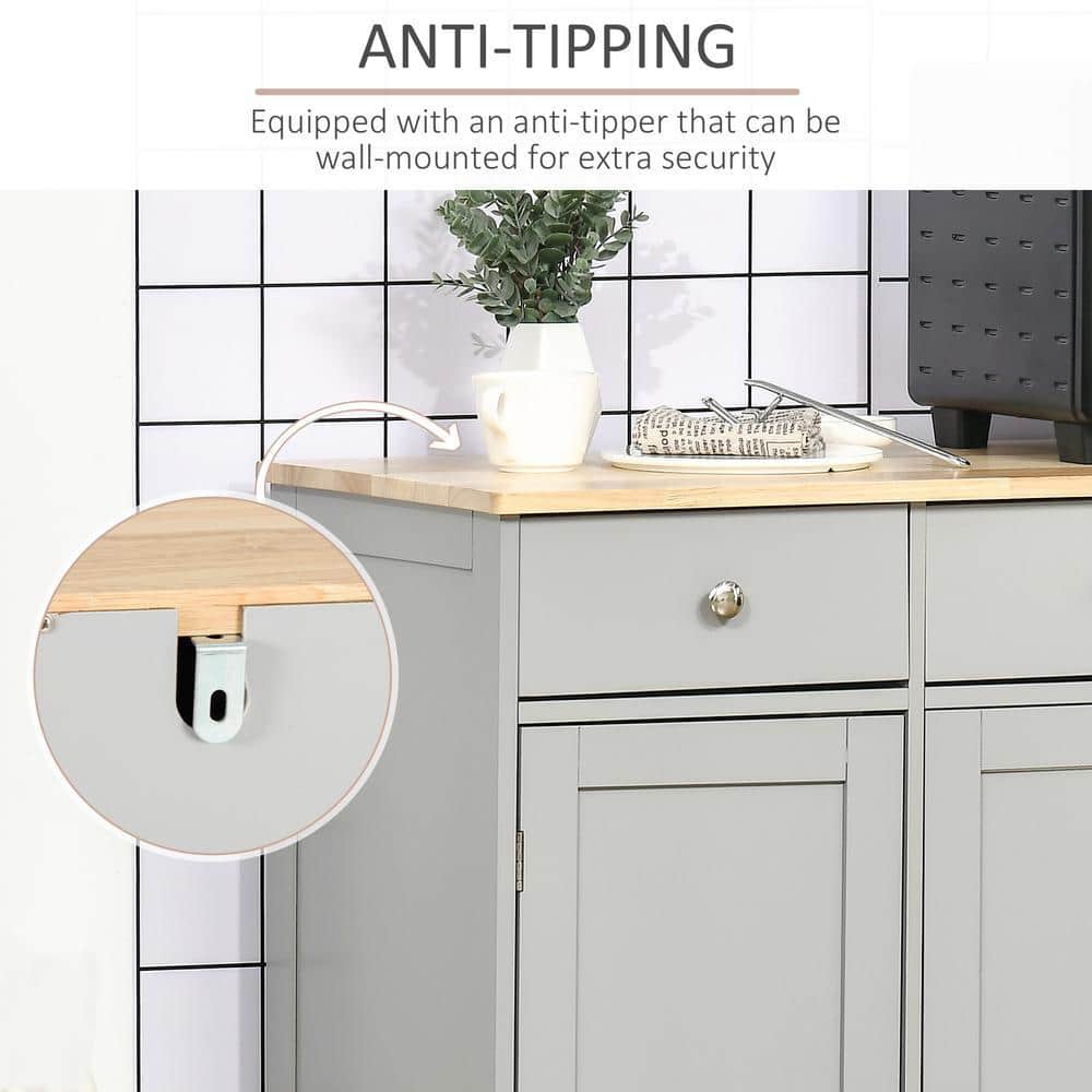 Unbranded 39.75 in. W x 15.75 in. D x 33.5 in. H Gray Linen Cabinet with Rubberwood Top, Adjustable Shelves, 3-Drawers (3)