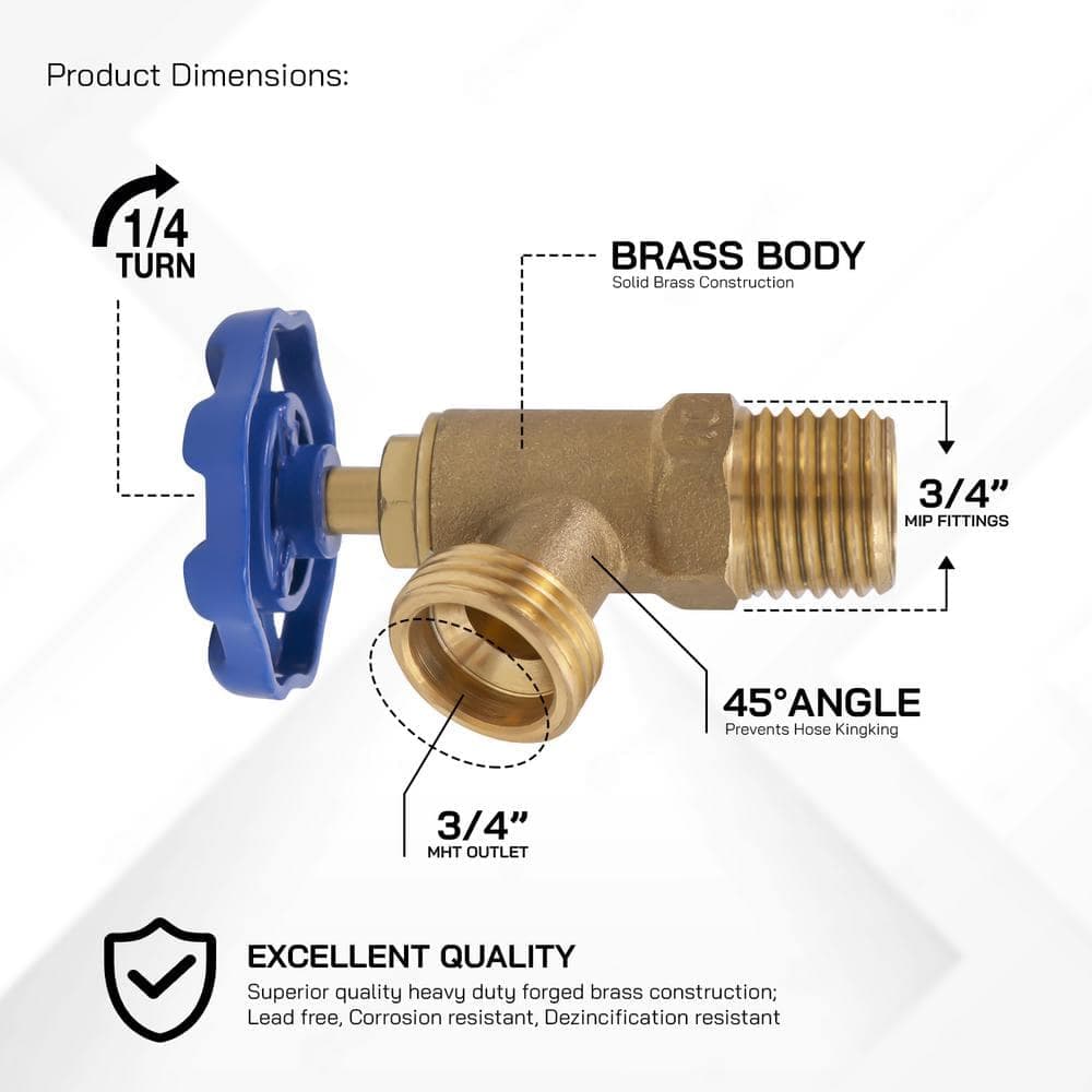 PLUMBFLEX 3/4 in. MIP x Hose Boiler Drain Valve Brass 1/4 Turn (3)