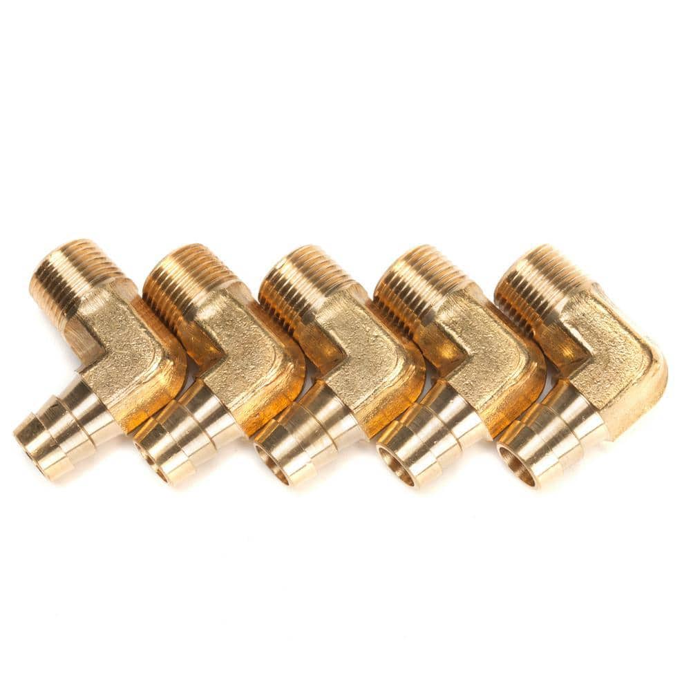 LTWFITTING 1/2 in. x 3/8 in. MIP House Brass 90-Degree Elbow Fitting (5-Pack) (2)