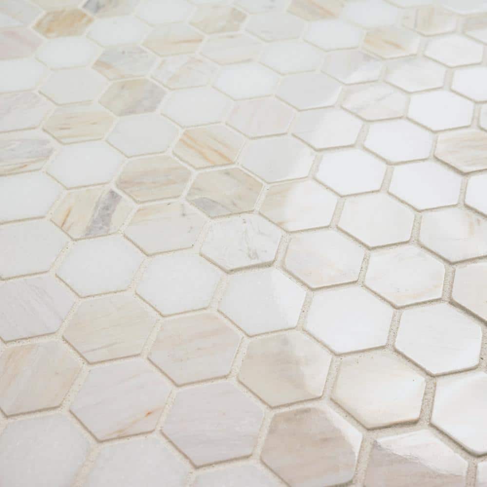 MSI Angora Sazi 11 in. x 14 in. x 0.38 in. Polished Marble Mesh-Mounted Mosaic Floor and Wall Tile (1.04 sq. ft. /Each) (4)