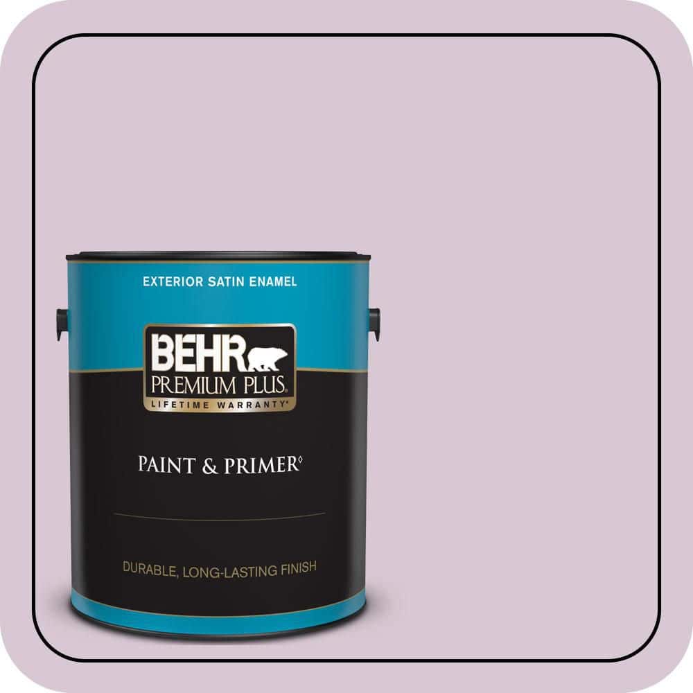 BEHR PREMIUM PLUS 1 gal. #S110-2 Orchid Haze Satin Enamel Exterior Paint & Primer
