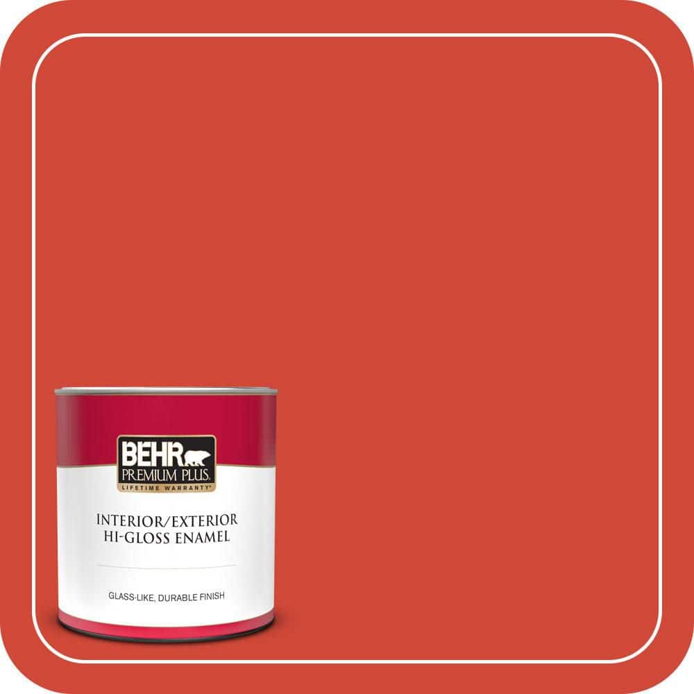 BEHR PREMIUM PLUS 1 qt. #P180-7 Top Tomato Hi-Gloss Enamel Interior/Exterior Paint & Primer (1)