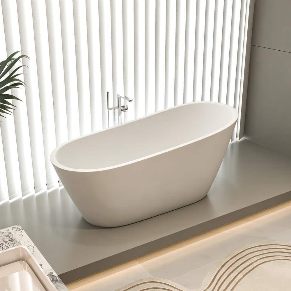 Unbranded 67 in. x 31 in. Acrylic Freestanding Soaking Bathtub with Overflow in White (2)