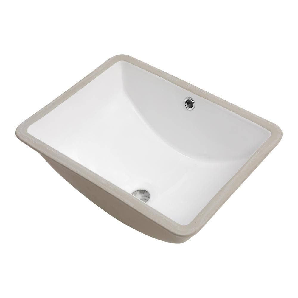 Unbranded Classic 18.5 in. Ceramic Rectangular Undermount Bathroom Sink in White with Overflow (3)