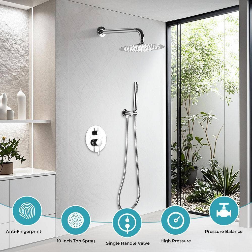 AKLFGN Single Handle 2-Spray 8. in Round Shower Faucet 5 GPM with 360° Swivel Adjustable Heads (2)