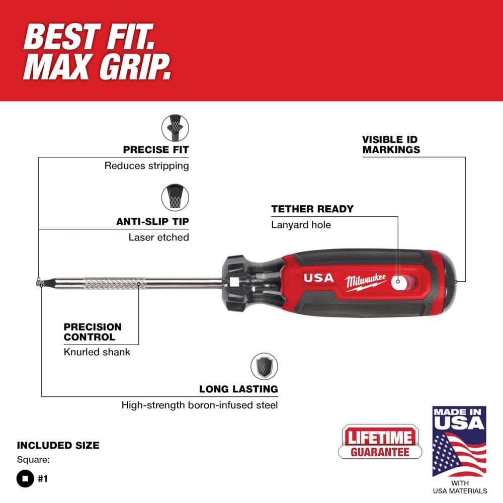 Milwaukee 3 in. #1 Square Screwdriver with Cushion Grip (3)