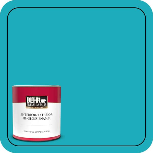 BEHR PREMIUM PLUS 1 qt. #P470-5 Placid Sea Hi-Gloss Enamel Interior/Exterior Paint & Primer (2)