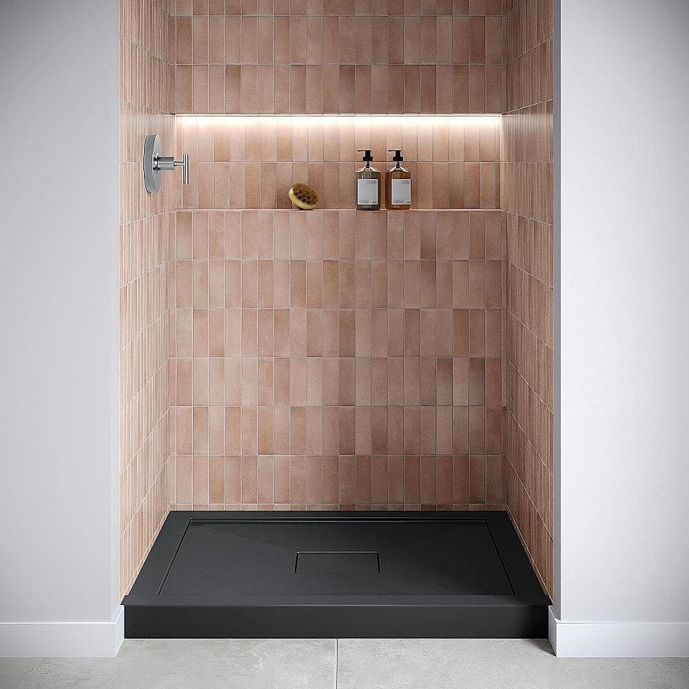 Streamline GB-2524-100-BL 42 in. 34 in. Alcove Acrylic Shower Pan Base with Drain, Drain Included (2)