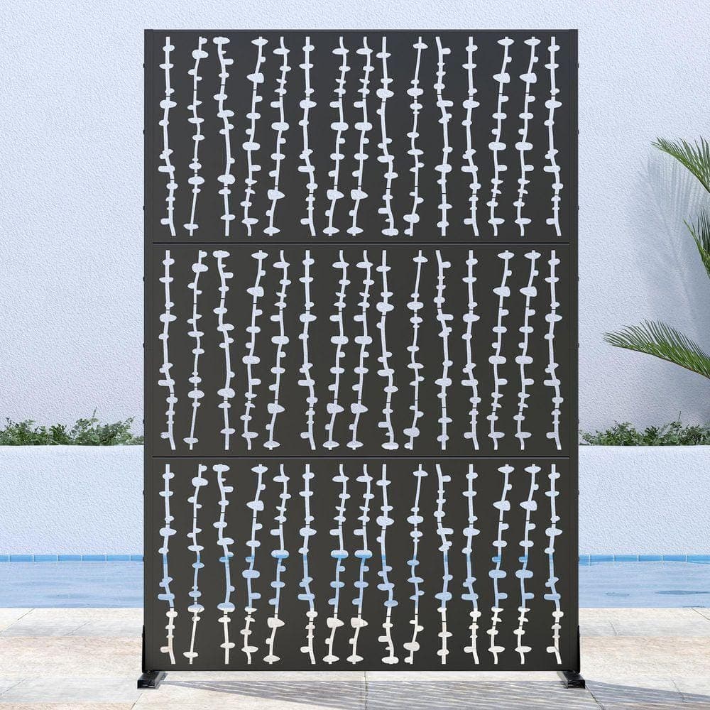 PexFix 72 in. x 47 in. Black Outdoor Metal Galvanized Privacy Screen Fence Garden Panels (1)