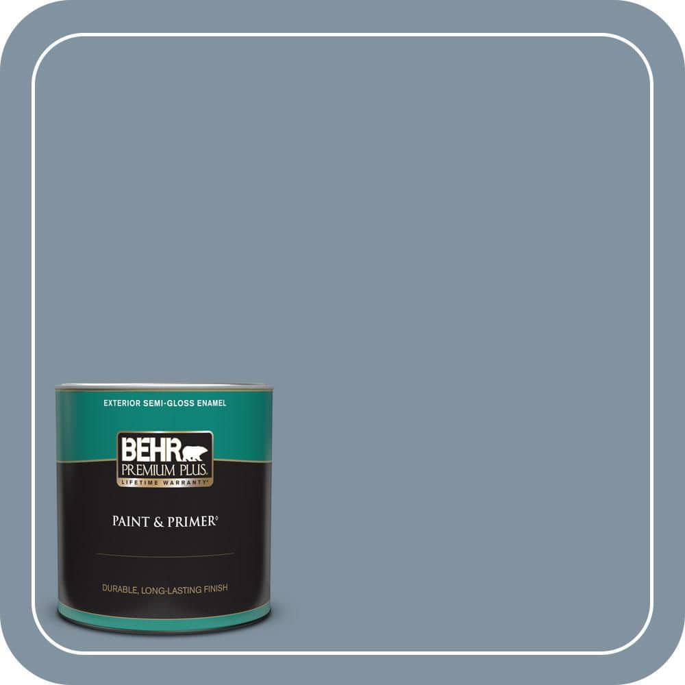 BEHR PREMIUM PLUS 1 qt. #PPU14-06 Coastal Vista Semi-Gloss Enamel Exterior Paint & Primer (1)