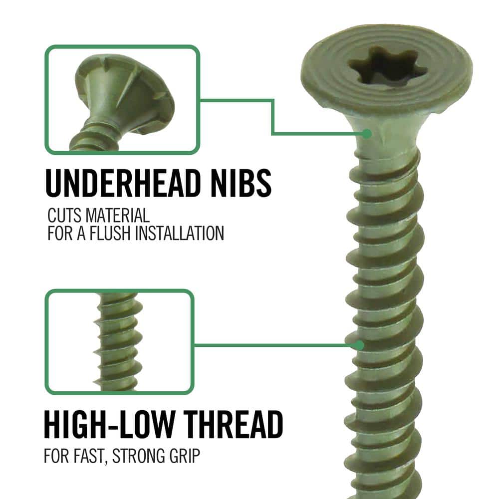 Everbilt #9 x 2-1/4 in. Ribbed Flat Head T25 Star Drive Cement Board Screw (100-Pack) (4)