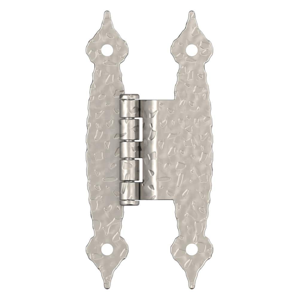 Amerock Satin Nickel 3/8 in (10 mm) Offset Non-Self Closing, Face Mount Cabinet Hinge (2-Pack)