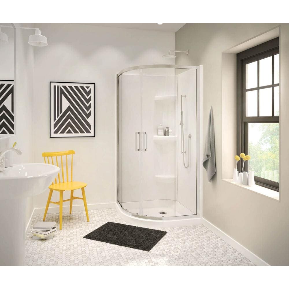 MAAX Radia 40 in. x 40 in. x 71-1/2 in. Frameless Neo-Round Sliding Shower Door with Clear Glass in Brushed Nickel (1)