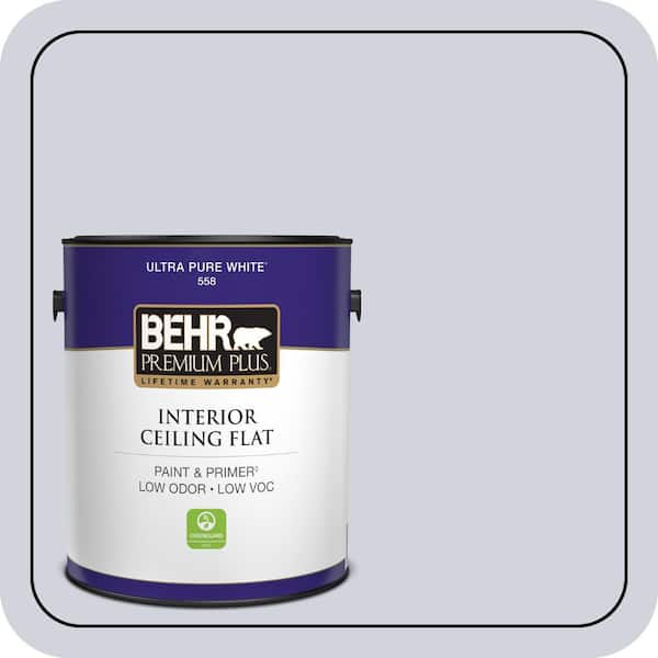 BEHR PREMIUM PLUS 1 gal. #S550-1 Blueberry Whip Ceiling Flat Interior Paint & Primer (2)