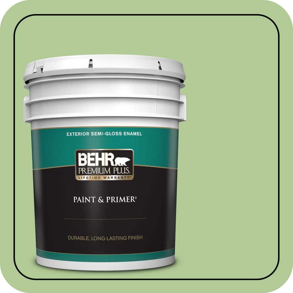 BEHR PREMIUM PLUS 5 gal. #430D-4 Garden Spot Semi-Gloss Enamel Exterior Paint & Primer