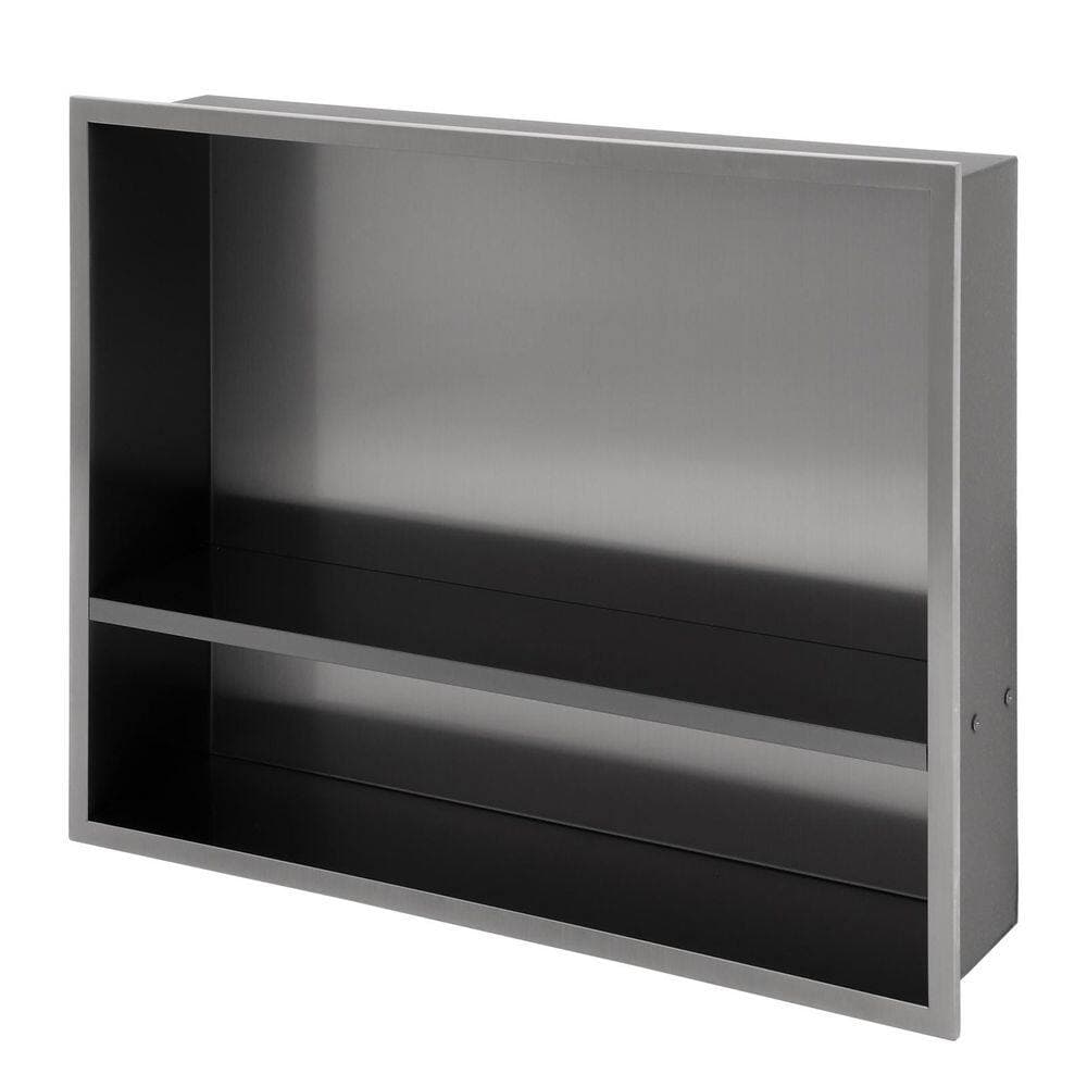 LIVIZA 19 in. W x 15 in. H x 4 in. D Stainless Steel Recessed Shower Niche Shelf Organizer in Gunmetal Black (1)