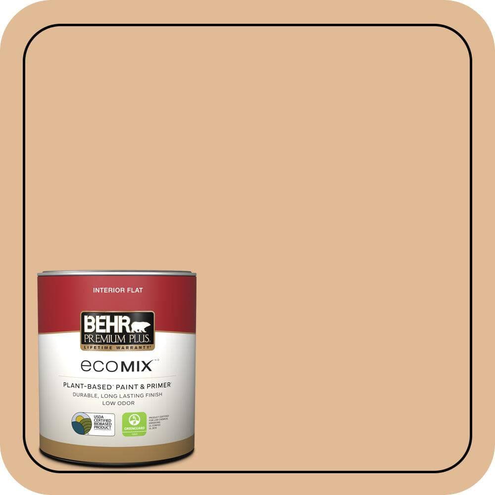 BEHR PREMIUM PLUS 1 qt. #S250-3 Honey Nougat Flat EcoMix Plant-Based Interior Paint & Primer (1)