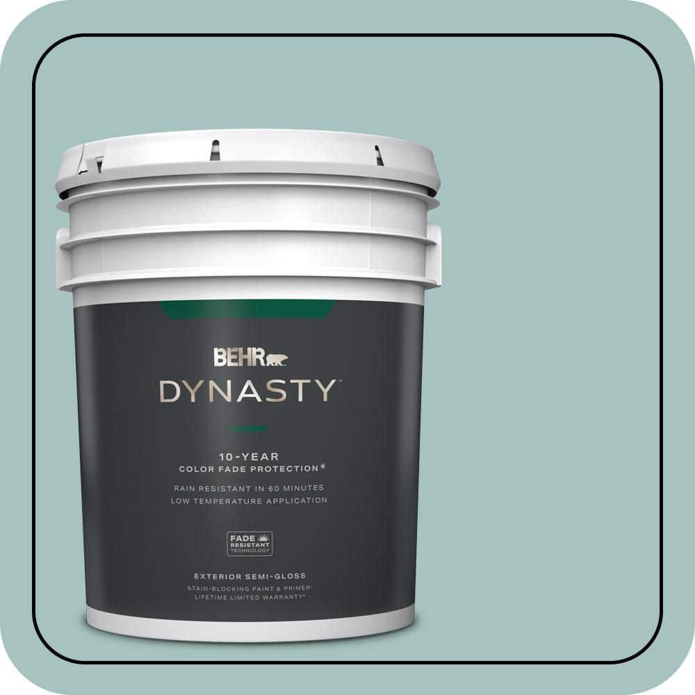 BEHR DYNASTY 5 gal. #T17-08 Polished Aqua Semi-Gloss Enamel Exterior Stain-Blocking Paint & Primer