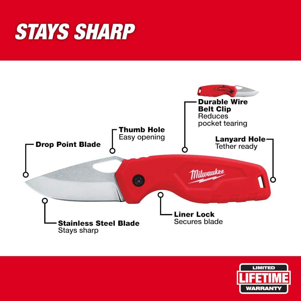 Milwaukee Compact Folding Knife with 2.5 in. Blade with Compact Jobsite Knife Sharpener (2-Piece) (2)