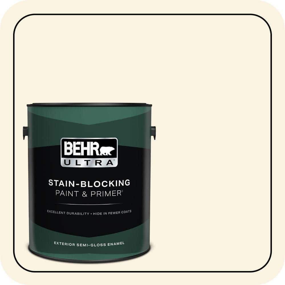 BEHR ULTRA 1 gal. #W-D-710 Creamy White Semi-Gloss Enamel Exterior Paint & Primer