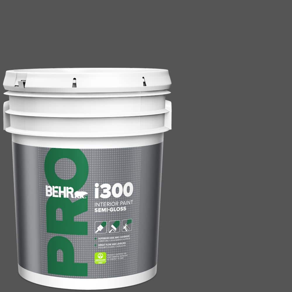 BEHR PRO 5 gal. #QE-62 Maximum Gray Semi-Gloss Interior Paint