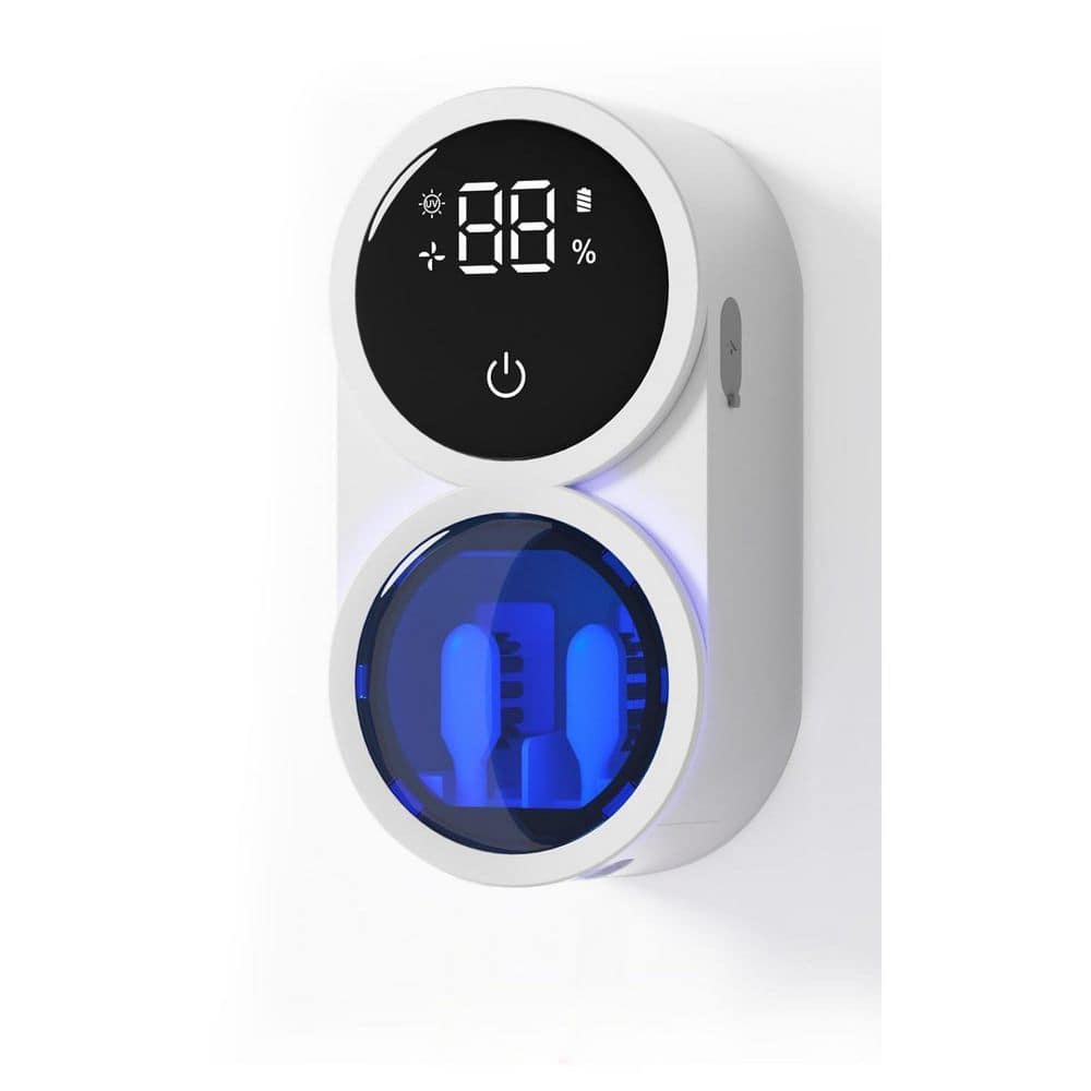 Wudkey Wall-Mounted Toothbrush Holder with Auto-Inductive Sanitizing Lid and 140℉ Warm Air Drying (1)
