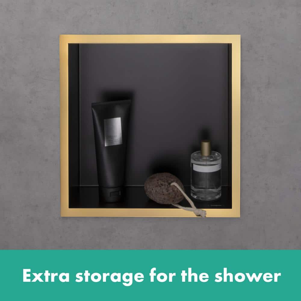 Hansgrohe XtraStoris Individual 15 in. W x 15 in. H x 4 in. D Stainless Steel Shower Niche in Brushed Stainless Steel (3)