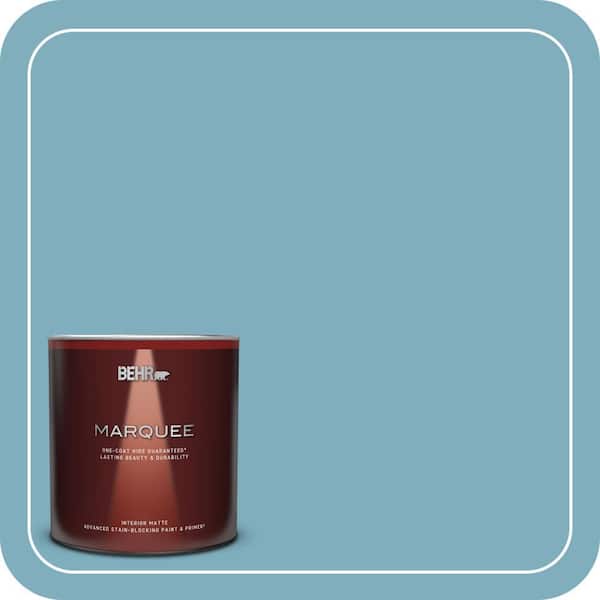 BEHR MARQUEE 1 qt. #PMD-83 Porcelain Blue Matte Interior Paint & Primer (2)