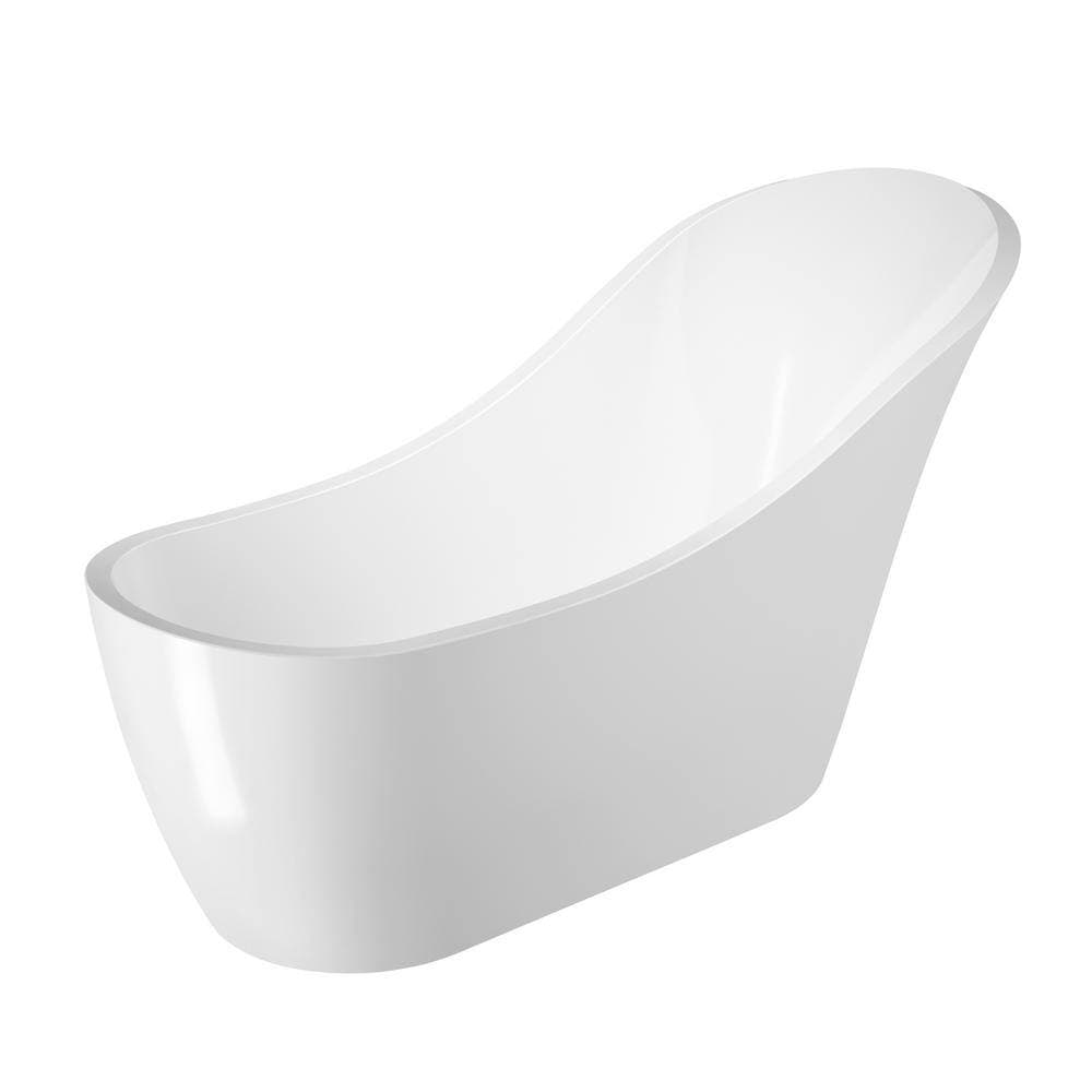 Barclay Products McGuire 69.25 in. Acrylic Slipper Flatbottom Non-Whirlpool Bathtub in White with Integral Drain in White (2)