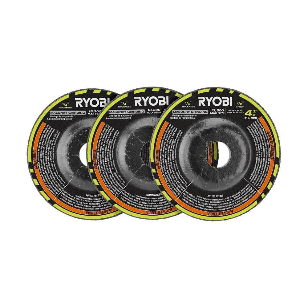 RYOBI 4-1/2 in. Masonry Grinding Wheel (3-Piece) (1)