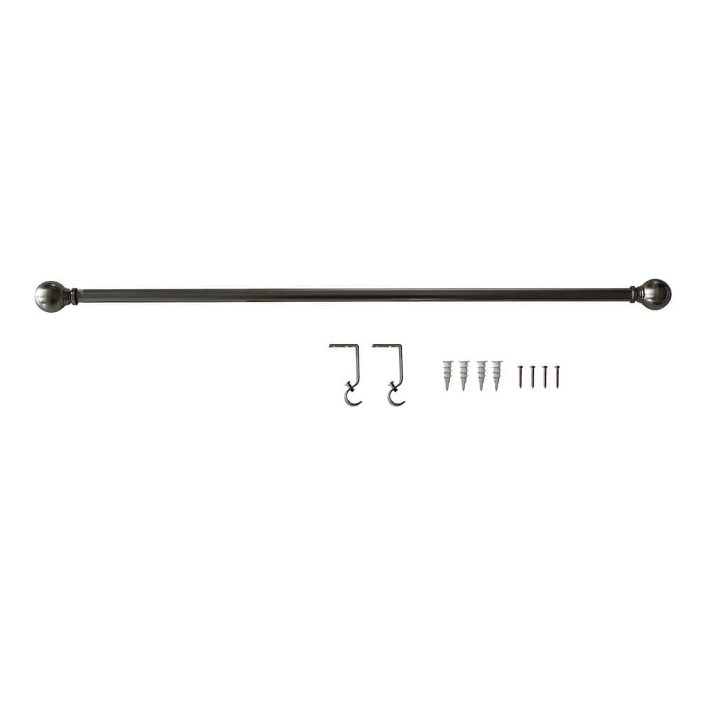 StyleWell 28 in.-48 in. Single Curtain Rod in Brushed Nickel with Ball Finial (2)