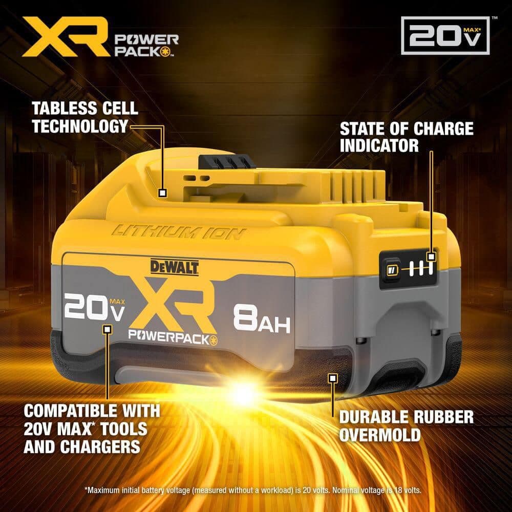 DEWALT 20V MAX XR Powerpack 4.0 Ah and 8.0 Ah Battery Packs (3)