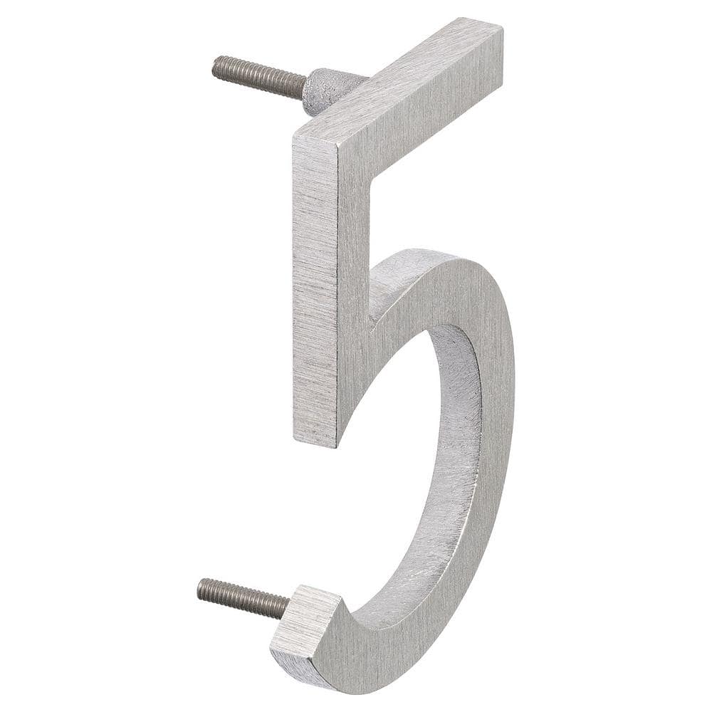 Montague Metal Products 10 in. Brushed Aluminum Floating or Flat Modern House Number 5 (2)