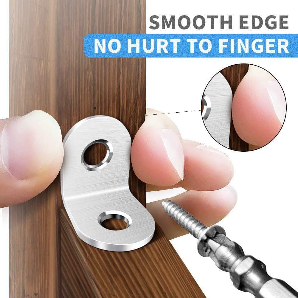 KIWDZFU 0.79 x 0.79 Inch Stainless Steel L Bracket Corner Brace for Shelves and Wood Furniture with 80 Screws 40PCS Pack (2)