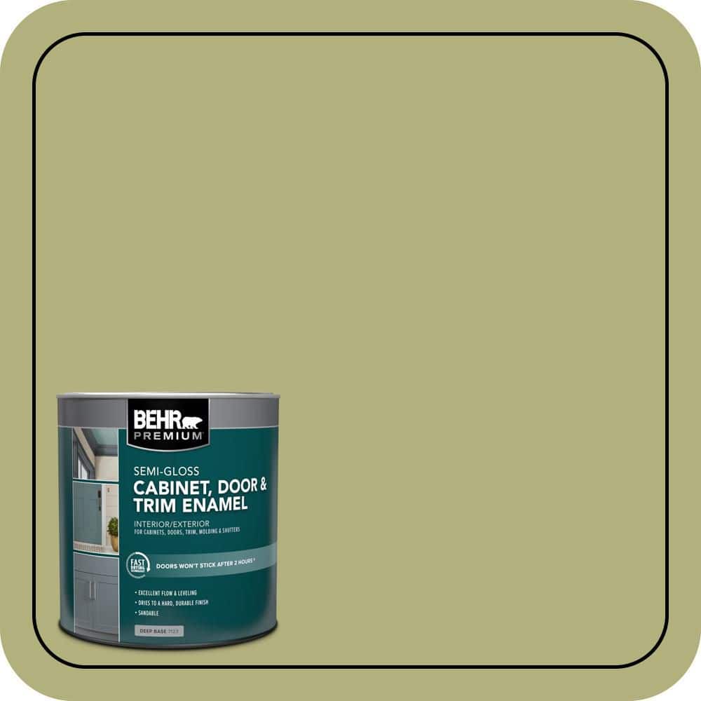 BEHR PREMIUM 1 qt. #M340-5 Fresh Artichoke Semi-Gloss Enamel Interior/Exterior Cabinet, Door & Trim Paint