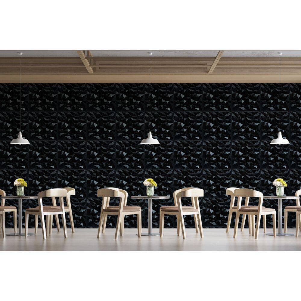 Dundee Deco Falkirk Ross 2/25 in. x 19.7 in. x 19.7 in. Black PVC Diamond 3D Decorative Wall Panel 5-Pack (3)
