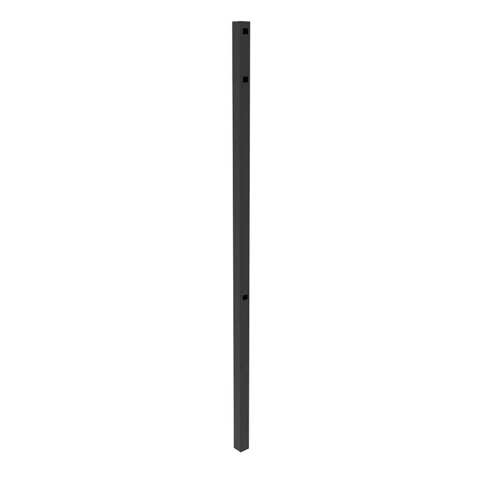 FORTRESS Athens 6 ft. H x 2 in. W x 0.060 Thick Gloss Black Aluminum Flat Top Design Fence End Post