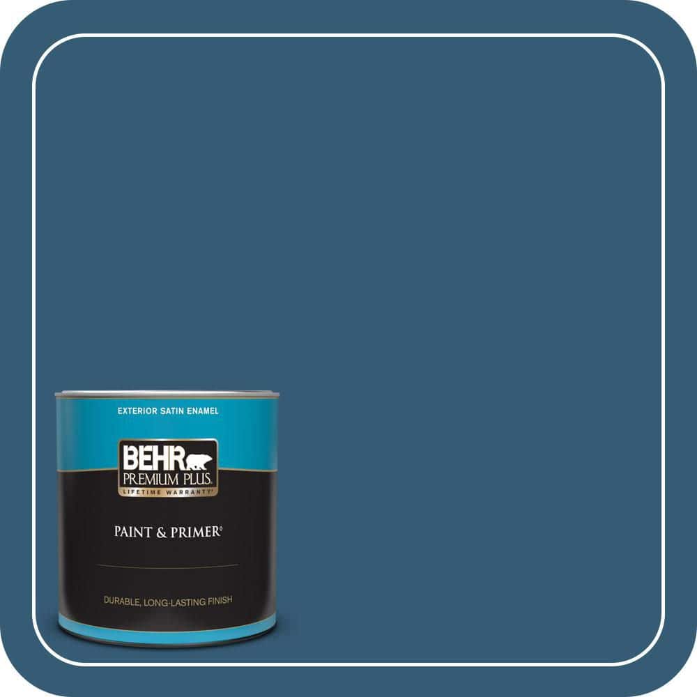 BEHR PREMIUM PLUS 1 qt. #M490-7 Shasta Lake Satin Enamel Exterior Paint & Primer