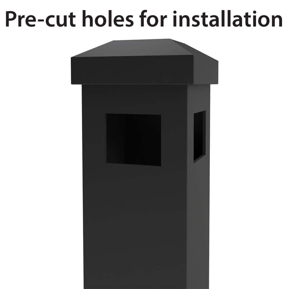 FORGERIGHT Vinings 2 in. x 2 in. x 7 ft. Black Aluminum Fence Corner Post with Flat Cap (3)