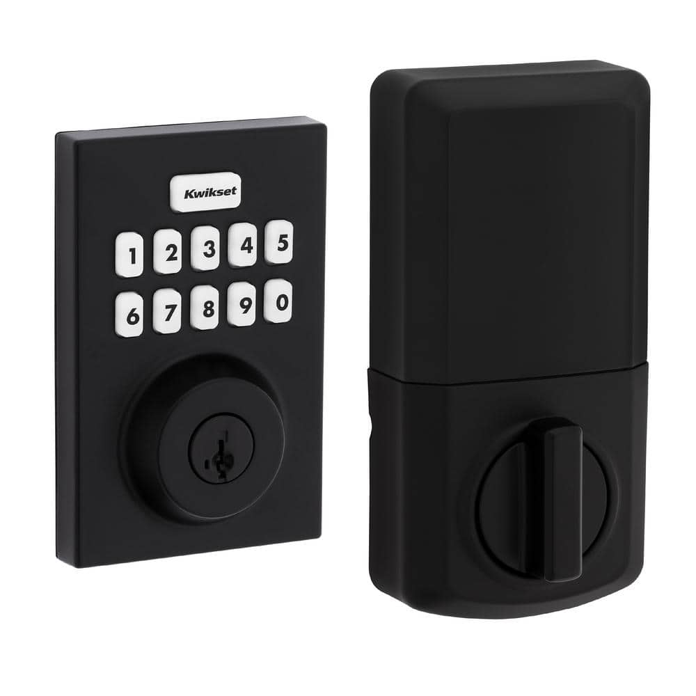 Kwikset Powerbolt 250 Matte Black Single Cylinder Smart Lock Deadbolt with 10-Button Keypad Featuring SmartKey Security