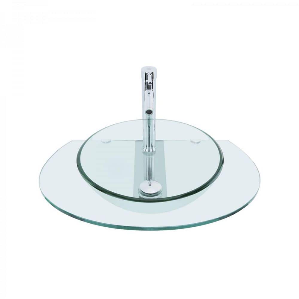 RENOVATORS SUPPLY MANUFACTURING Corona 27-7/8 in. Glass Wall Mounted Bathroom Sink Combo with Faucet and Drain (1)