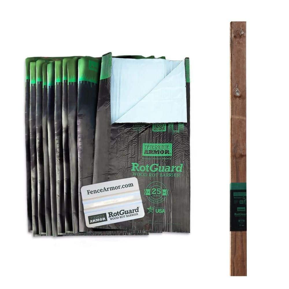 RotGuard™ (10pk) 4x4 Series Self-Adhesive Rot Barrier Post Wrap Cut-To-Fit Round/Square 4.125 in. or Smaller for Fence & Deck Wood