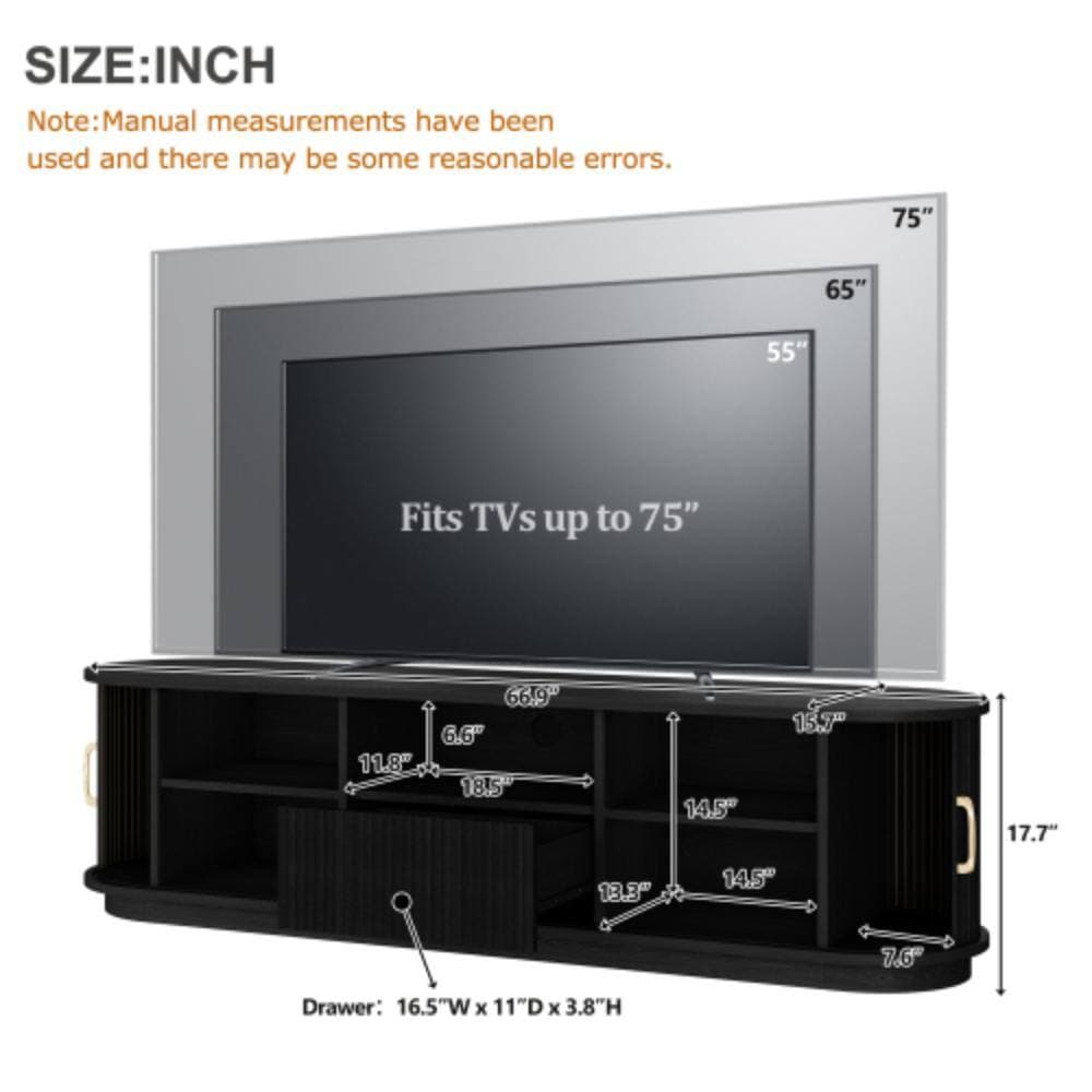 Unbranded 66.9 in. W x 15.7 in. D x 17.7 in. H Bathroom Black Linen Cabinet (2)