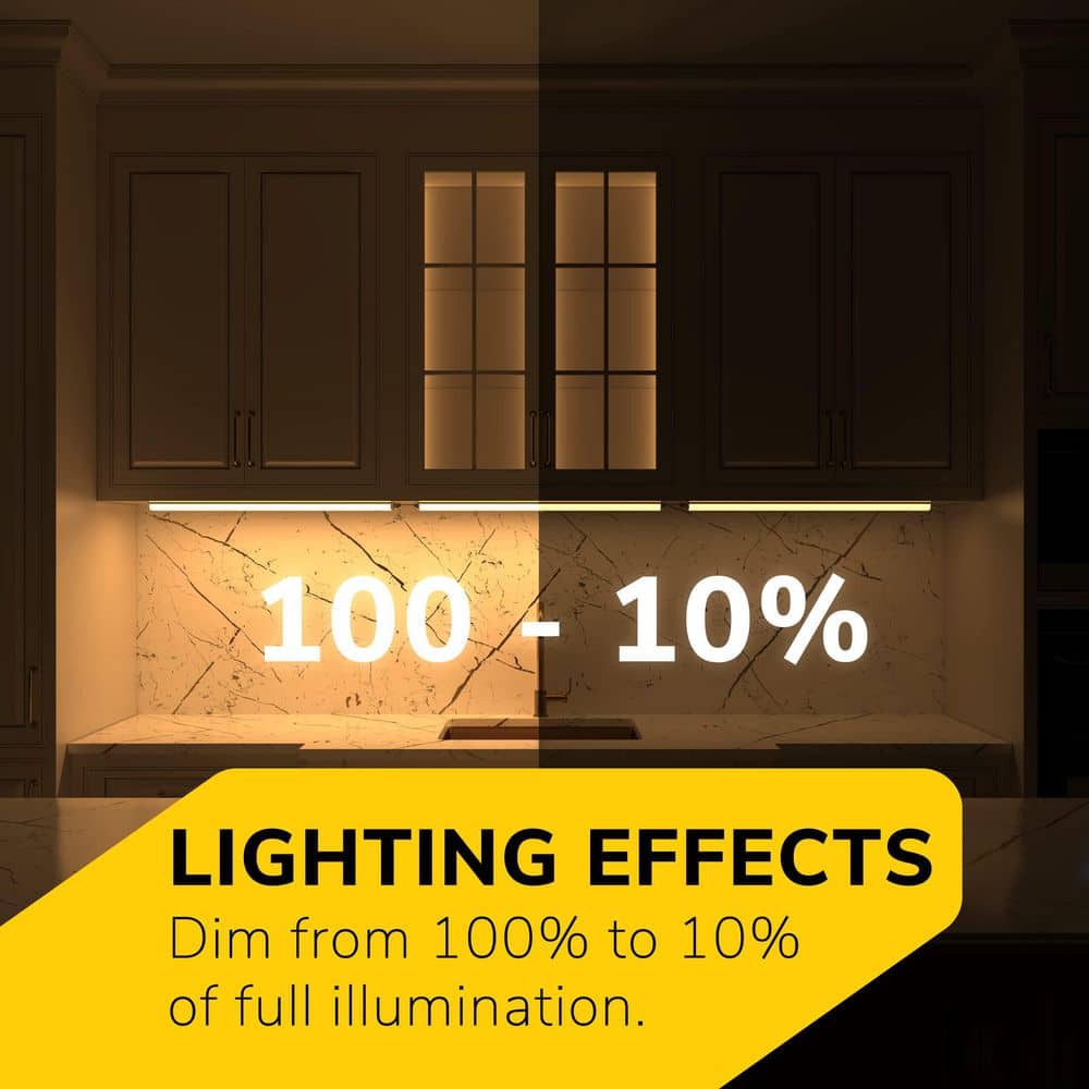Wudkey 24 in. Matte White 3-Color Under Cabinet LED Lights, Dimmable Hardwired Only Under Cabinet Lights (3000K/4000K/5000K) (3)