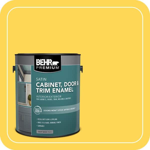 BEHR PREMIUM 1 gal. #P300-6 Buzz-in Satin Enamel Interior/Exterior Cabinet, Door & Trim Paint (2)
