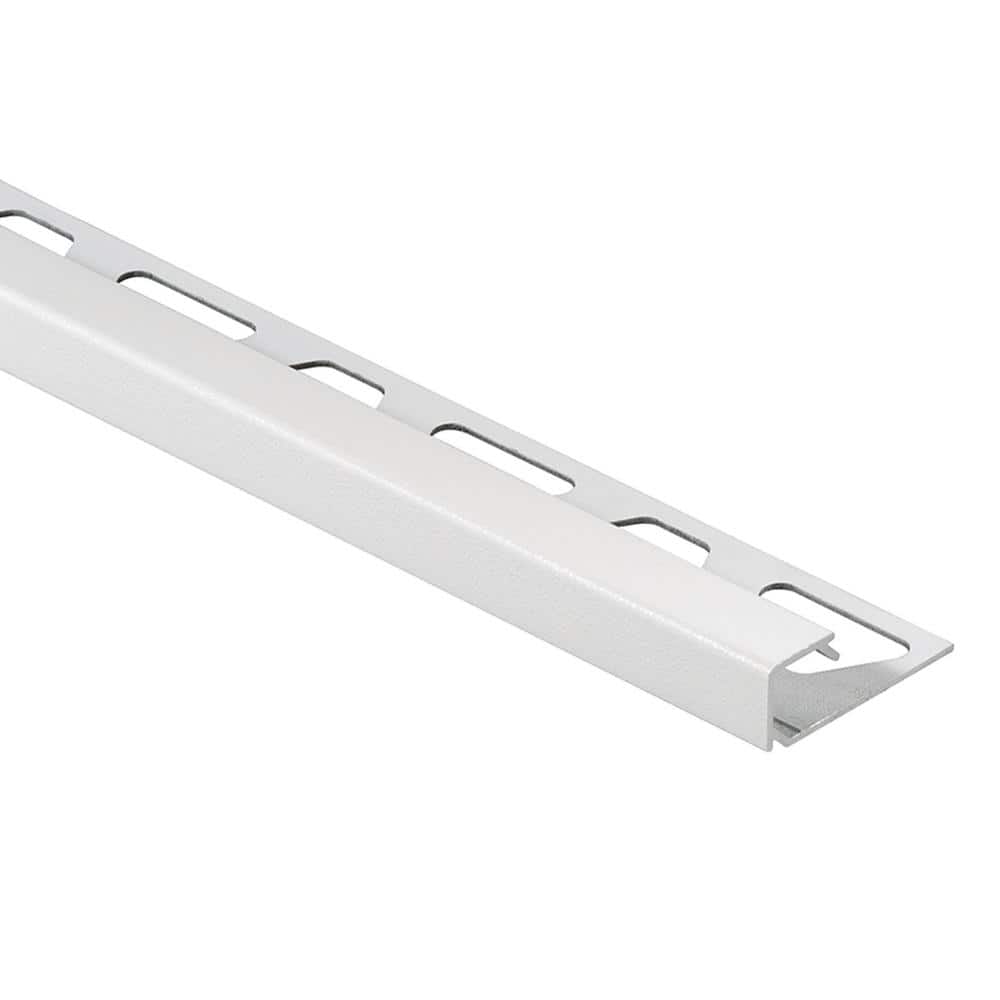 Schluter Quadec Matte White Textured Color-Coated Aluminum . 375 in. x 98.5 in. Metal Square Edge Tile Edging Trim