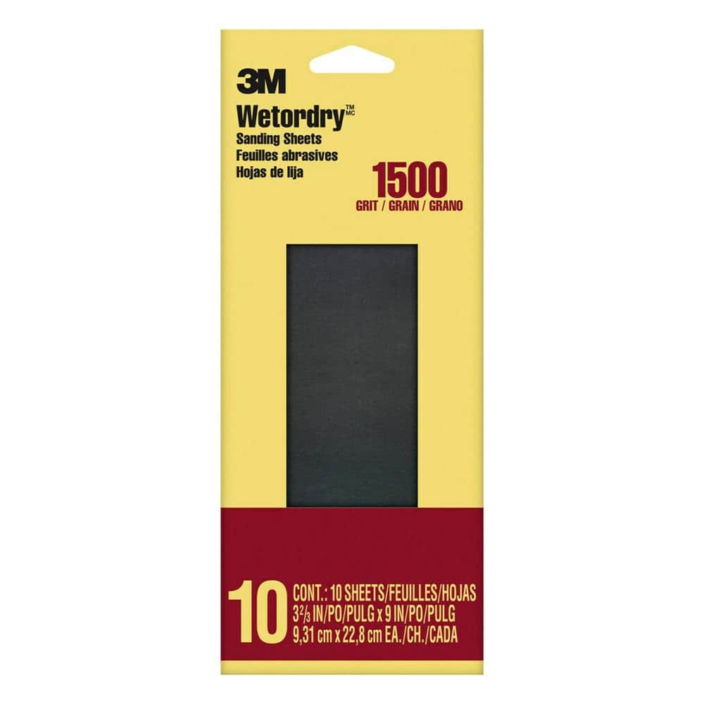 3M Imperial Wetordry 3-2/3 in. x 9 in. 1500 Grit Sandpaper ((10-Pack) (Case of 18)) (3)