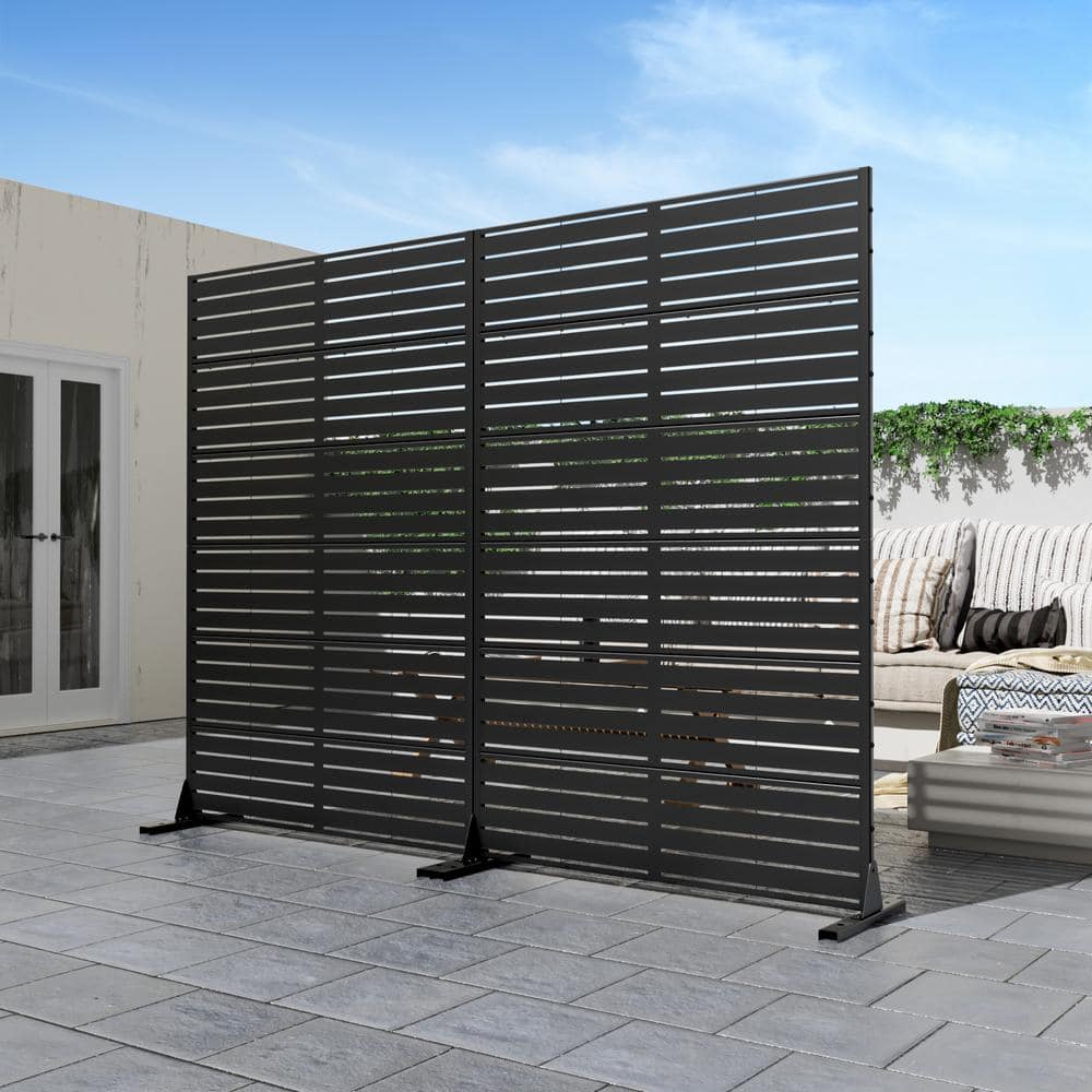 Dovelina 72 in. H x 47 in. W Wall Sculptures Outdoor Privacy Screens Garden Fence in Black (3)